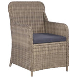 vidaXL 7 Piece Outdoor Dining Set with Cushions Poly Rattan Brown, 3057800