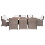 vidaXL 9 Piece Outdoor Dining Set with Cushions Poly Rattan Brown, 3057801