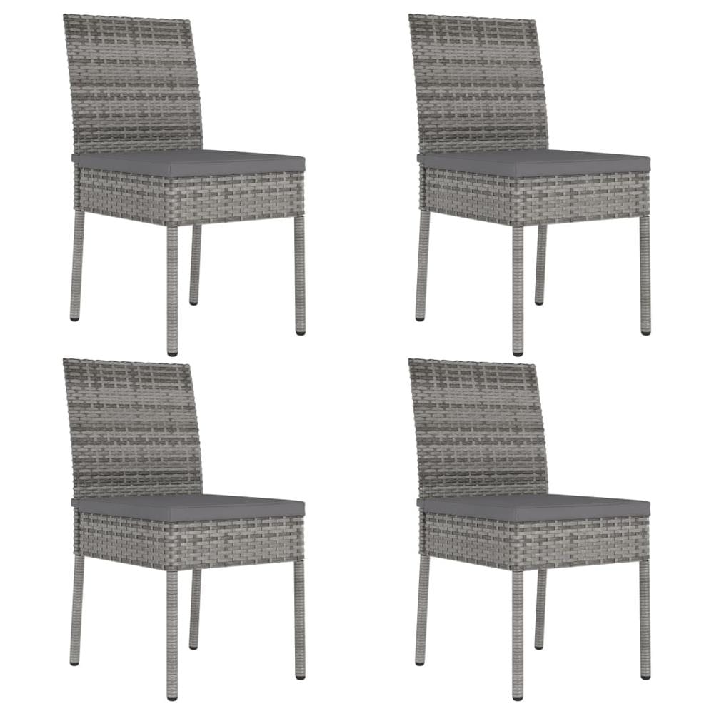 vidaXL Garden Dining Chairs 4 pcs Poly Rattan Gray, 315109