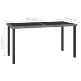 vidaXL Garden Dining Table Gray 55.1"x27.6"x28.7" Poly Rattan, 315118