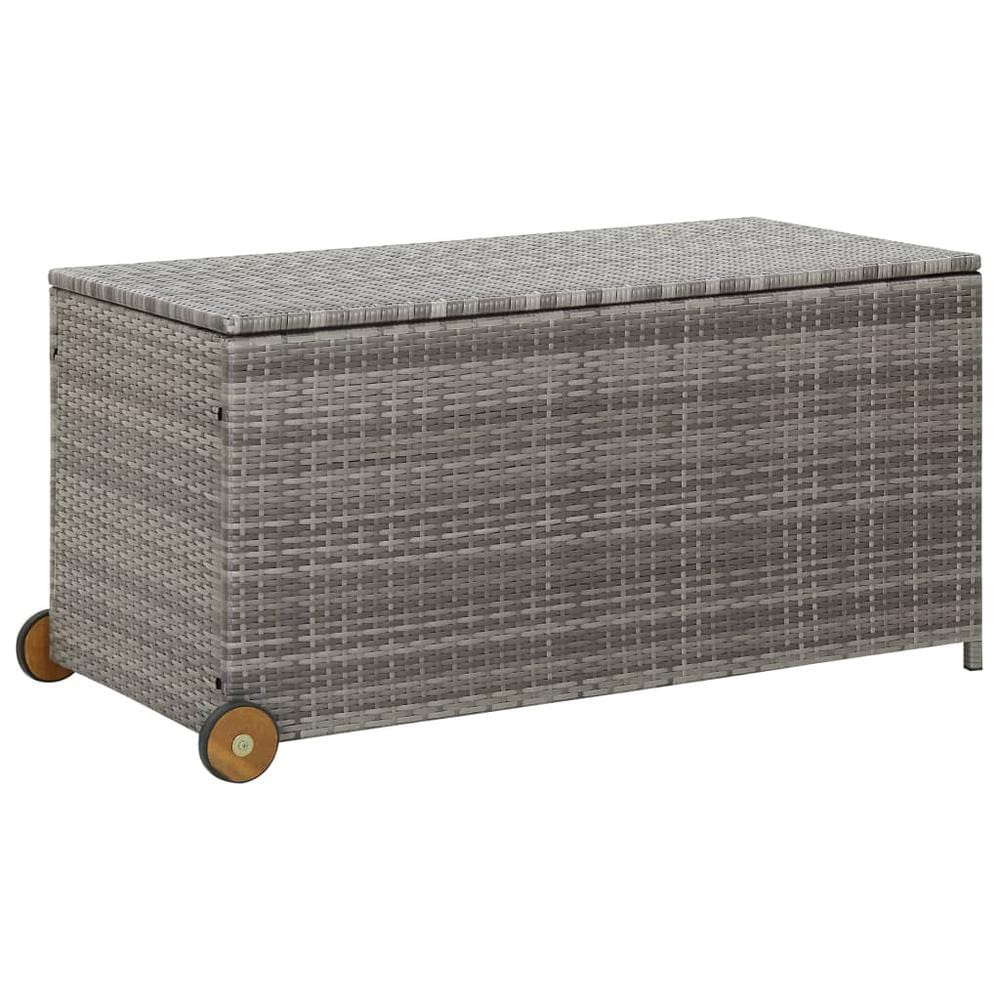 vidaXL Garden Storage Box Light Gray 51.2"x25.6"x45.3" Poly Rattan, 315518