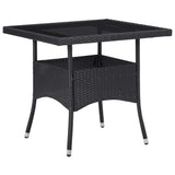 vidaXL 3 Piece Garden Dining Set Black Poly Rattan and Glass, 3058308