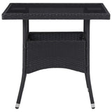 vidaXL 3 Piece Garden Dining Set Black Poly Rattan and Glass, 3058308