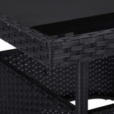 vidaXL 3 Piece Garden Dining Set Black Poly Rattan and Glass, 3058308