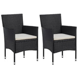 vidaXL 3 Piece Garden Dining Set Black Poly Rattan and Glass, 3058308