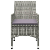 vidaXL 3 Piece Garden Bistro Set Poly Rattan and Tempered Glass Gray 8379
