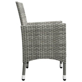 vidaXL 3 Piece Garden Bistro Set Poly Rattan and Tempered Glass Gray 8379