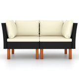 vidaXL Corner Sofas 2 pcs Poly Rattan and Solid Eucalyptus Wood 5767