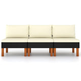 vidaXL Middle Sofas 3 pcs Poly Rattan and Solid Eucalyptus Wood 5768