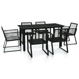 vidaXL 7 Piece Outdoor Dining Set PVC Rattan Black, 3058284