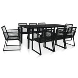 vidaXL 9 Piece Outdoor Dining Set PVC Rattan Black, 3058286
