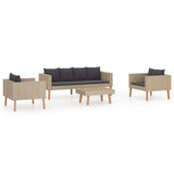 vidaXL 4 Piece Garden Lounge Set with Cushions Poly Rattan Beige, 3059328