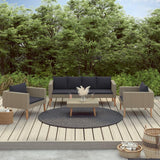 vidaXL 4 Piece Garden Lounge Set with Cushions Poly Rattan Beige, 3059328