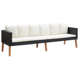 vidaXL 4 Piece Garden Lounge Set with Cushions Poly Rattan Black, 3059332