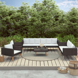 vidaXL 5 Piece Garden Lounge Set with Cushions Poly Rattan Black, 3059333