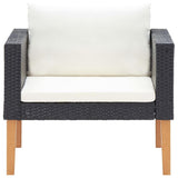 vidaXL 4 Piece Garden Lounge Set with Cushions Poly Rattan Black, 3059334