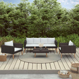 vidaXL 4 Piece Garden Lounge Set with Cushions Poly Rattan Black, 3059334