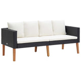 vidaXL 2 Piece Garden Lounge Set with Cushions Poly Rattan Black, 3059336