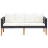 vidaXL 2 Piece Garden Lounge Set with Cushions Poly Rattan Black, 3059336