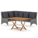 vidaXL 3 Piece Garden Lounge Set with Cushions Poly Rattan Gray, 3059338