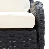 vidaXL 3 Piece Garden Lounge Set with Cushions Poly Rattan Black, 3059339