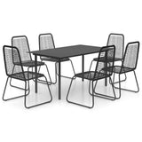 vidaXL 7 Piece Garden Dining Set PVC Rattan Black 0133