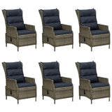 vidaXL 7 Piece Outdoor Dining Set with Cushions Poly Rattan Brown 0145