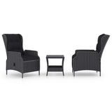 vidaXL 3 Piece Garden Lounge Set with Cushions Poly Rattan Dark Gray 0148