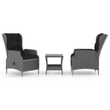vidaXL 3 Piece Garden Lounge Set with Cushions Poly Rattan Light Gray 0149