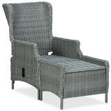 vidaXL 3 Piece Garden Lounge Set with Cushions Poly Rattan Light Gray 0155