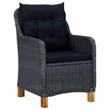 vidaXL 7 Piece Outdoor Dining Set with Cushions Poly Rattan Dark Gray 0165