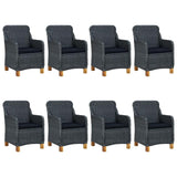 vidaXL 9 Piece Outdoor Dining Set with Cushions Poly Rattan Dark Gray 0168