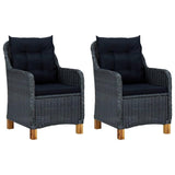 vidaXL 3 Piece Garden Lounge Set with Cushions Poly Rattan Dark Gray 0180
