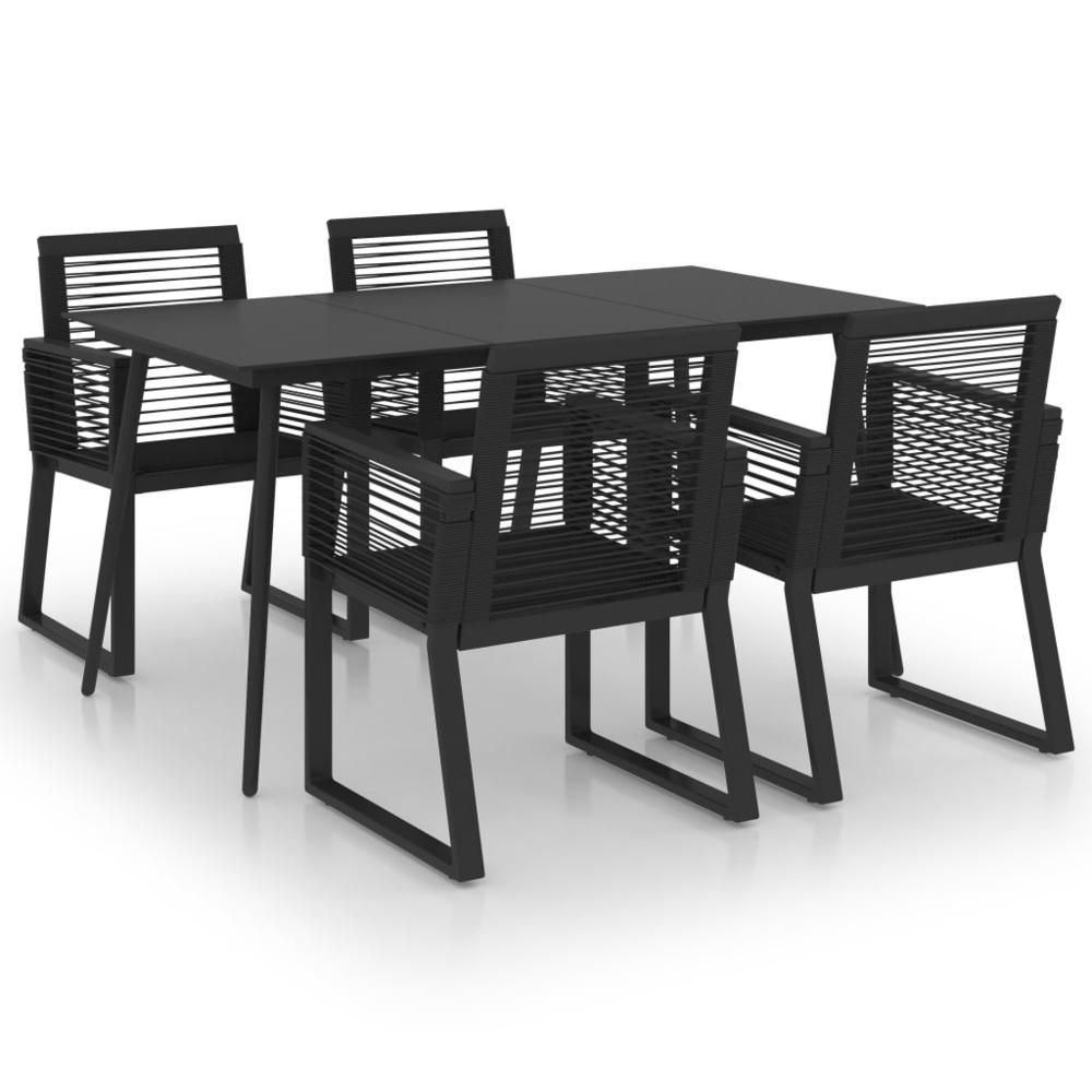 vidaXL 5 Piece Outdoor Dining Set PVC Rattan Black 0215