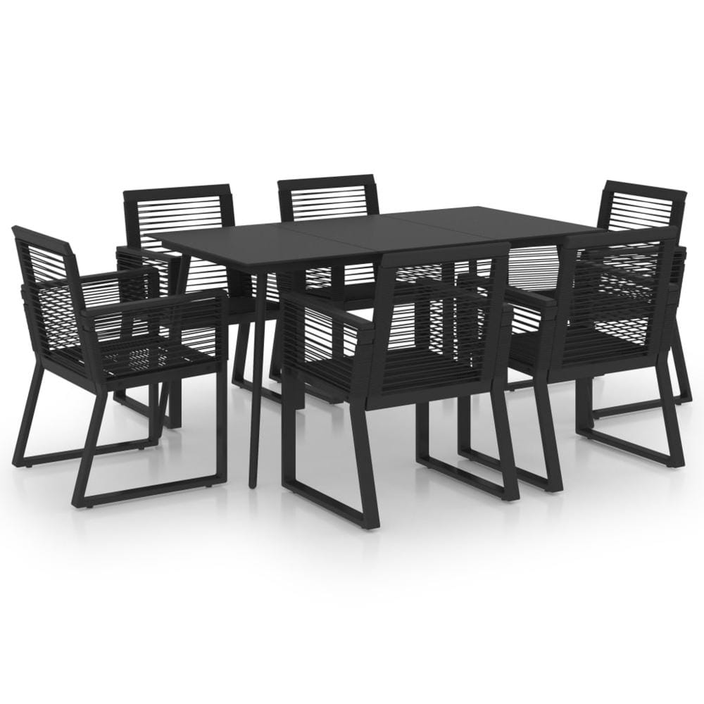 vidaXL 7 Piece Outdoor Dining Set PVC Rattan Black 0216