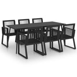 vidaXL 7 Piece Outdoor Dining Set PVC Rattan Black 0217