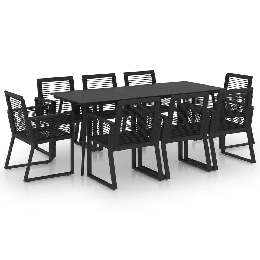vidaXL 9 Piece Outdoor Dining Set PVC Rattan Black 0218