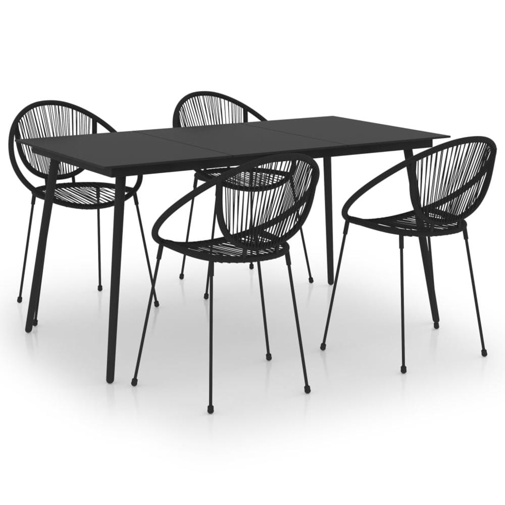 vidaXL 5 Piece Outdoor Dining Set PVC Rattan Black 0221