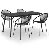 vidaXL 5 Piece Outdoor Dining Set PVC Rattan Black 0221