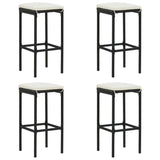 vidaXL 5 Piece Garden Bar Set with Cushions Poly Rattan Black 4778