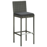 vidaXL 5 Piece Outdoor Bar Set with Cushions Poly Rattan Gray 4795