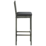 vidaXL 5 Piece Outdoor Bar Set with Cushions Poly Rattan Gray 4795
