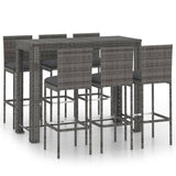 vidaXL 7 Piece Outdoor Bar Set with Anthracite Cushions Poly Rattan 4801