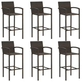 vidaXL 7 Piece Outdoor Bar Set with Armrest Poly Rattan Brown 4813
