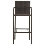 vidaXL 7 Piece Outdoor Bar Set with Armrest Poly Rattan Brown 4813
