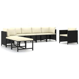 vidaXL 8 Piece Garden Lounge Set with Cushions Poly Rattan Black 9796