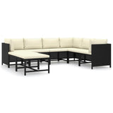 vidaXL 8 Piece Garden Lounge Set with Cushions Poly Rattan Black 9798