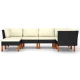 vidaXL 6 Piece Garden Lounge Set with Cushions Poly Rattan Black 9734