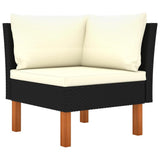 vidaXL 9 Piece Garden Lounge Set with Cushions Poly Rattan Black 9744