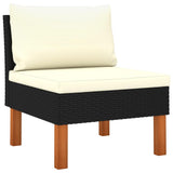 vidaXL 9 Piece Garden Lounge Set with Cushions Poly Rattan Black 9744